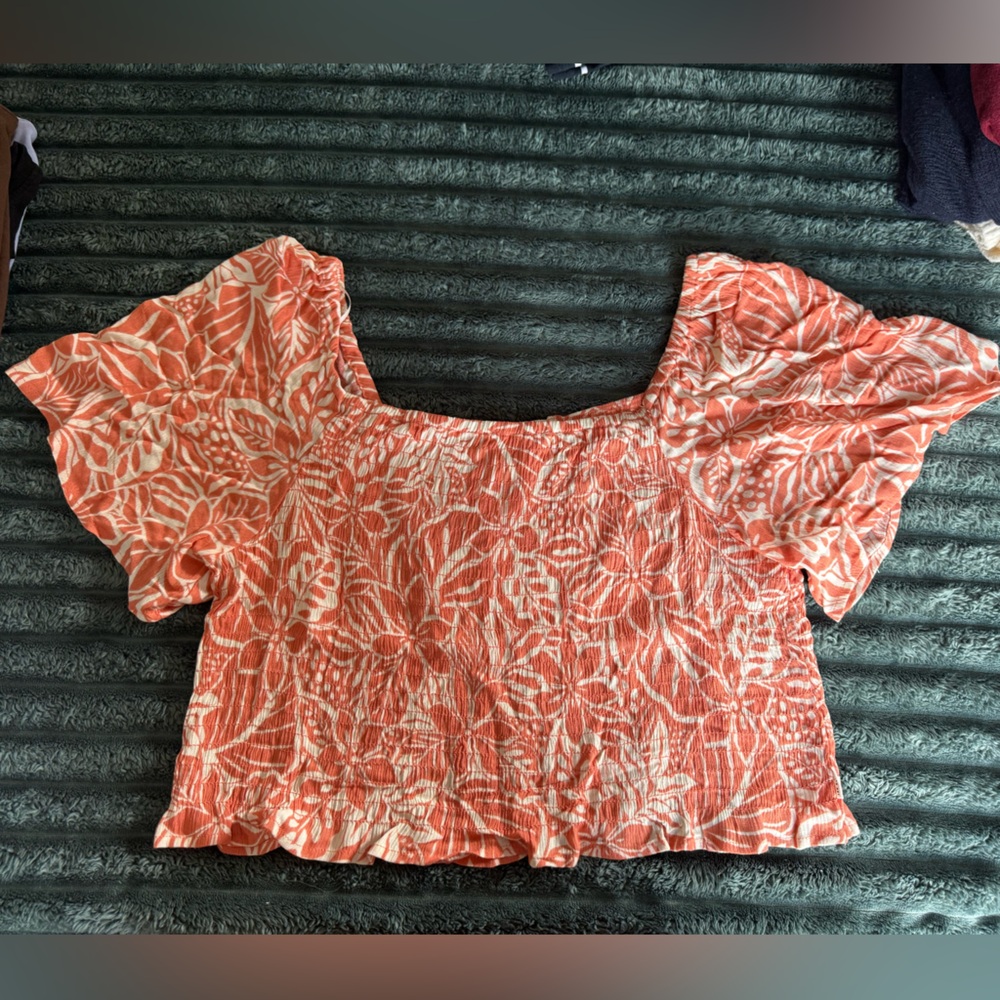 Floral Orange Crop Top